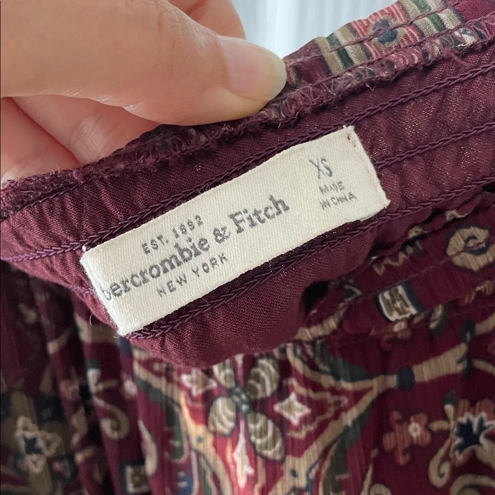 Abercrombie & Fitch Maroon Boho Paisley Western Off Shoulder Maxi Dress XS Y2K